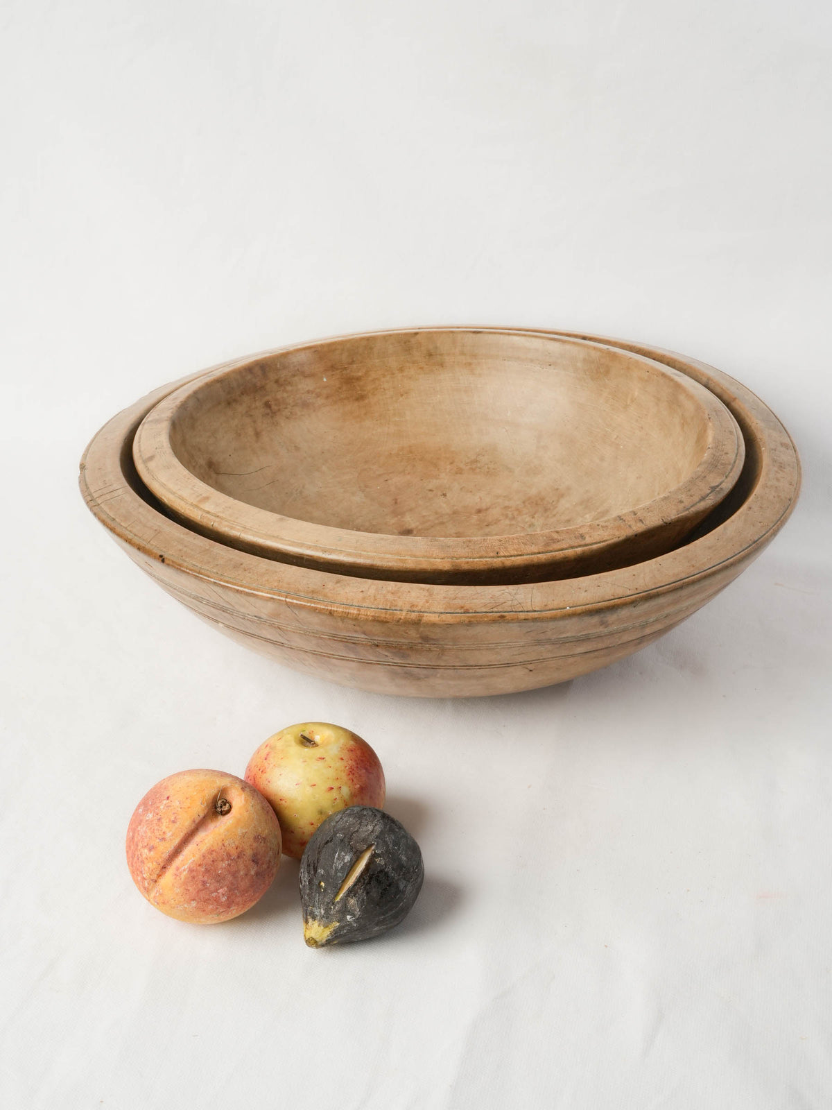 Set of Two of Large Antique Hand-Turned Sycamore Mixing Bowls - 17¾"