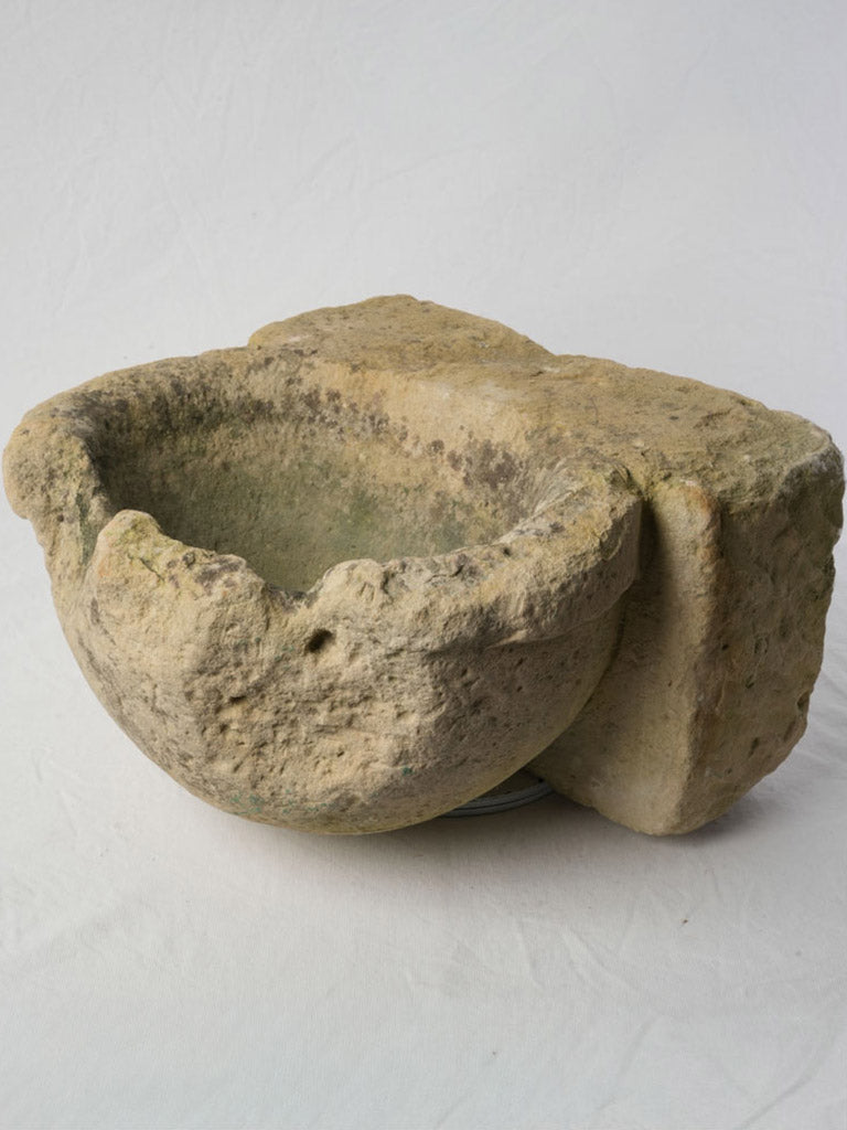 Late 15th Century Hand-Carved Limestone Stoup From Provence - 17¾"