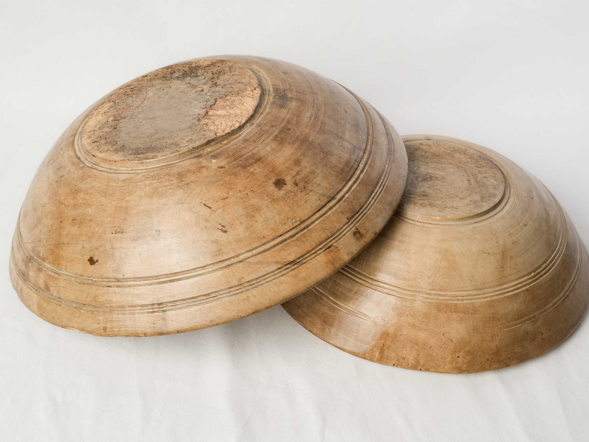 Set of Two of Large Antique Hand-Turned Sycamore Mixing Bowls - 17¾"