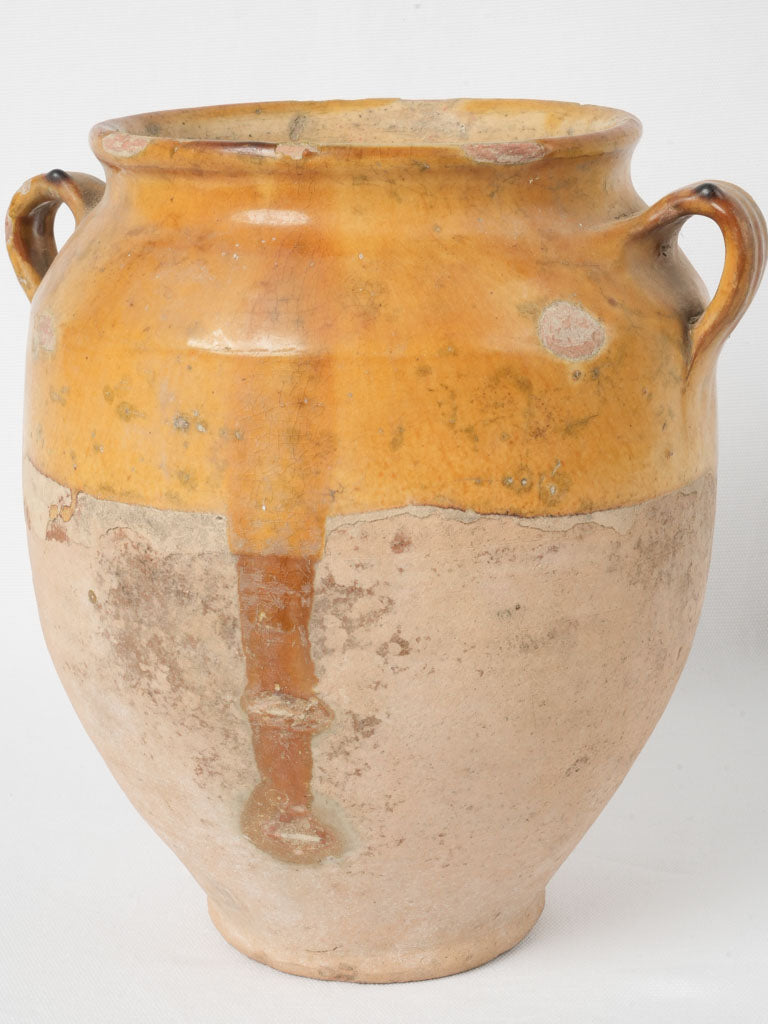 Antique yellow-ochre French confit pot