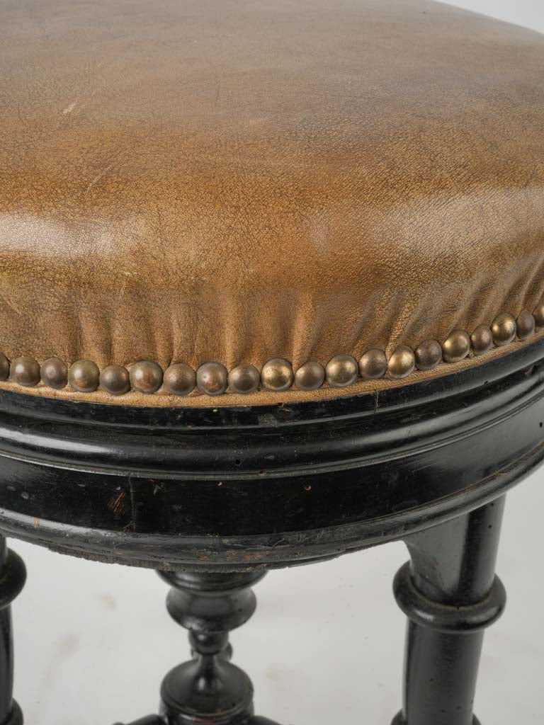Historic turned wood music seat  