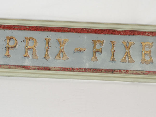Antique painted timber Prix-Fixe sign