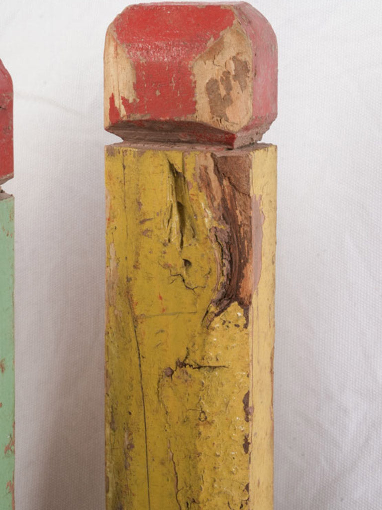 Set of 16 Colorful Mid-20th  Century Painted Wooden Skittles - 15¾"