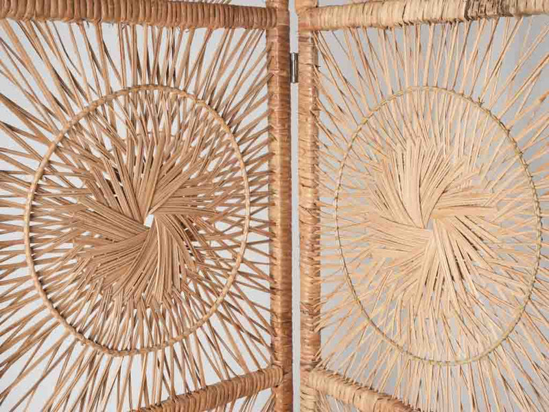 1960s concertina rattan screen 75¼"