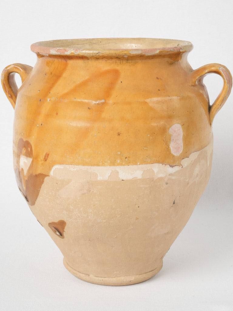 Antique yellow-ochre glazed confit pot