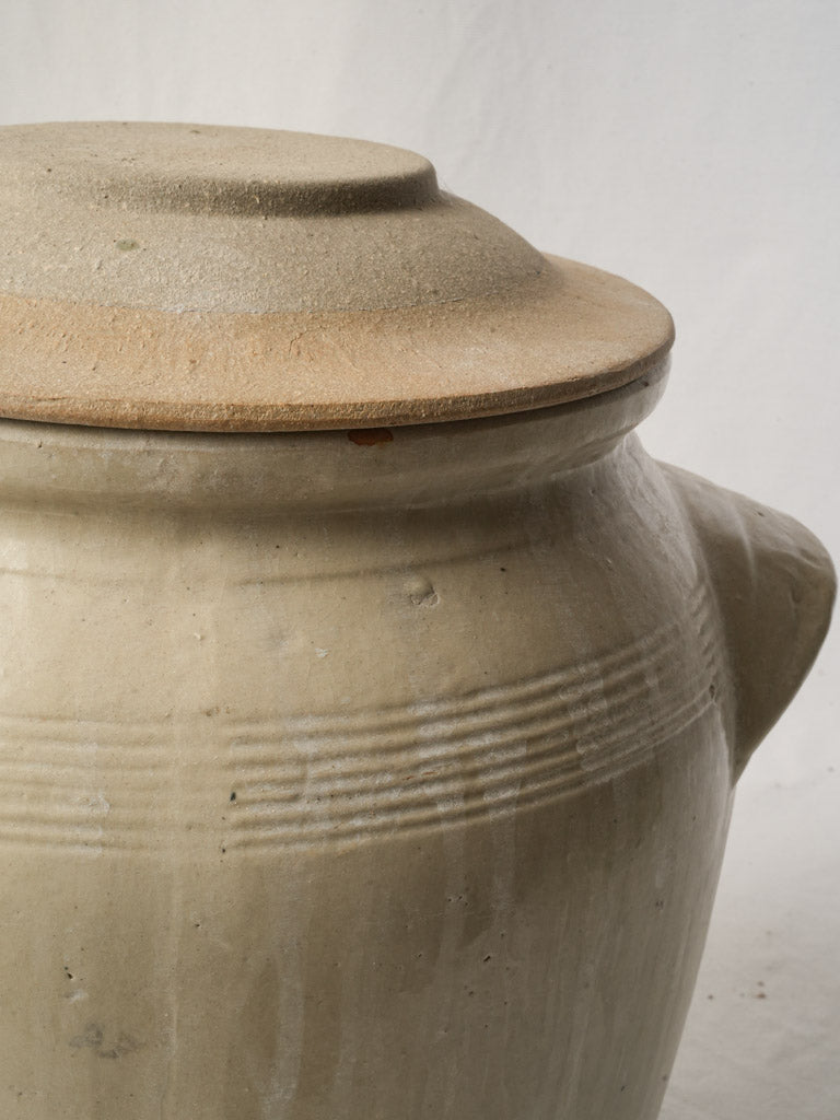 French village craft salt jar  