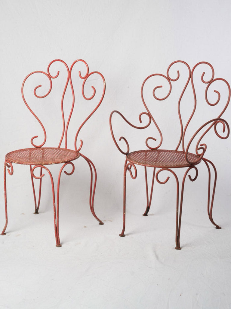 Distressed French garden armchairs  