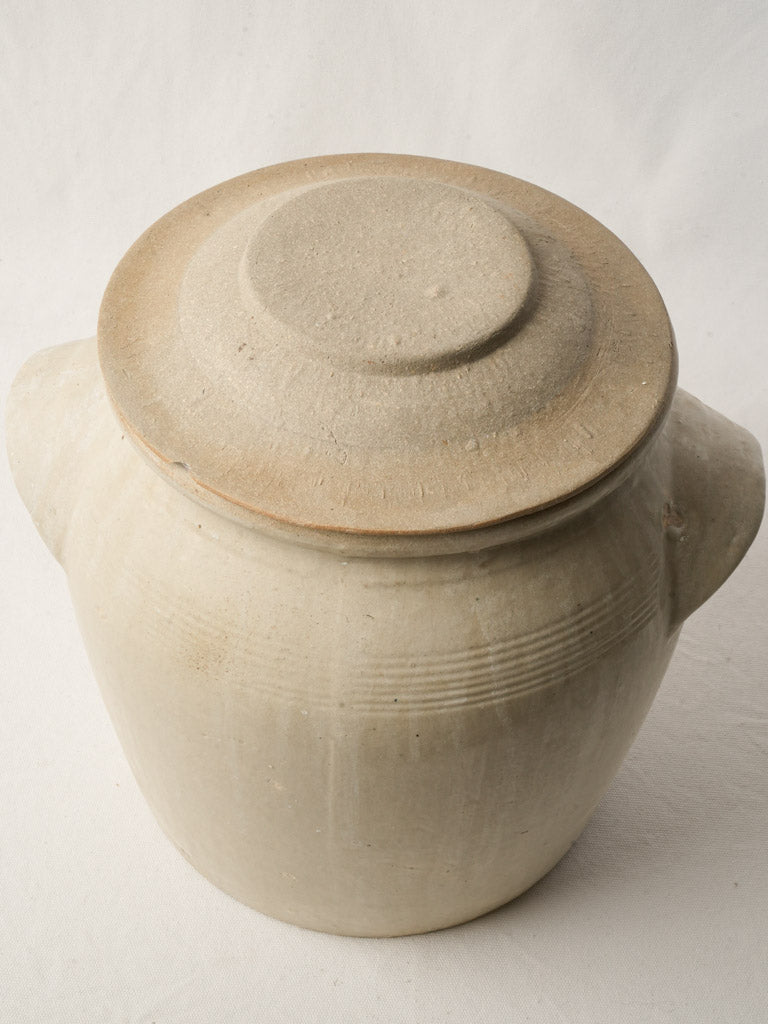 Early 20th Century French Cream-Glazed Terracotta Storage Jar with Lid - 14½"