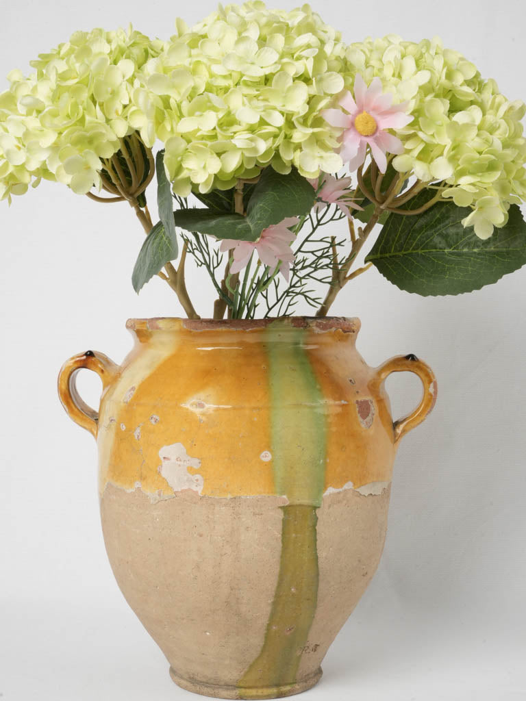 Vintage green-splashed pottery from France
