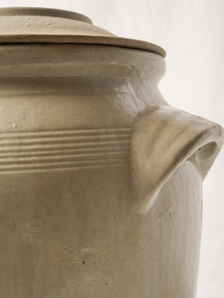 Early 20th Century French Cream-Glazed Terracotta Storage Jar with Lid - 14½"