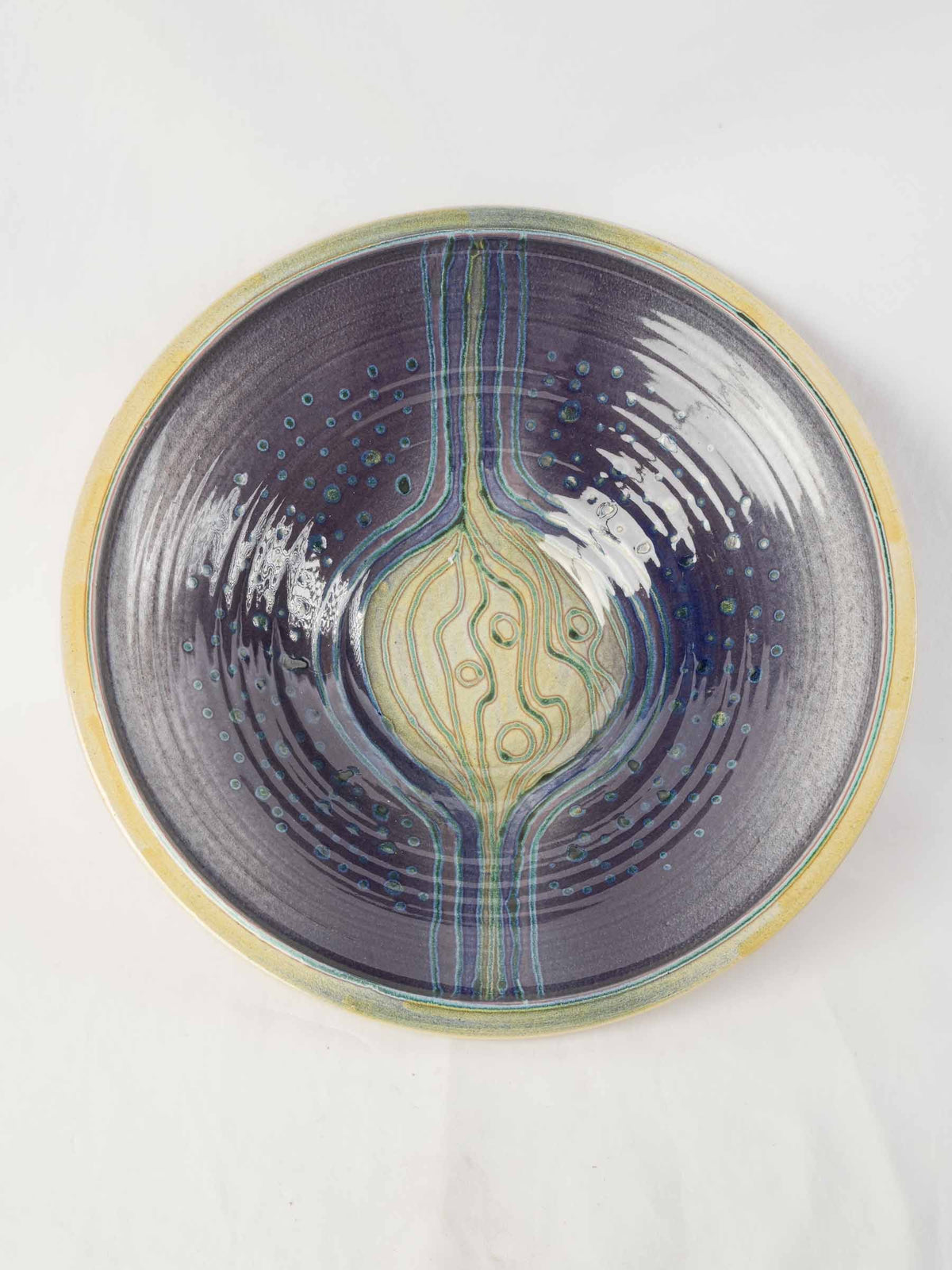 Large Contemporary Sanke Thurnau Studio Pottery Bowl w/ Striking Interior Glaze - 20"