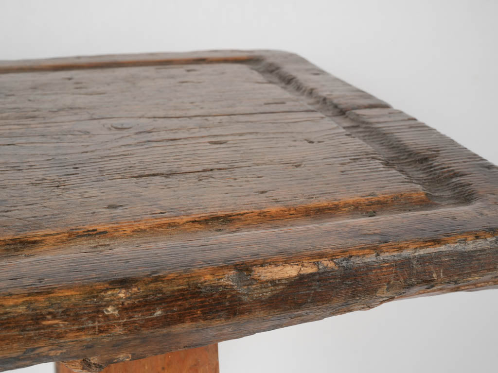 Woodworm-treated, antique cheese curd table