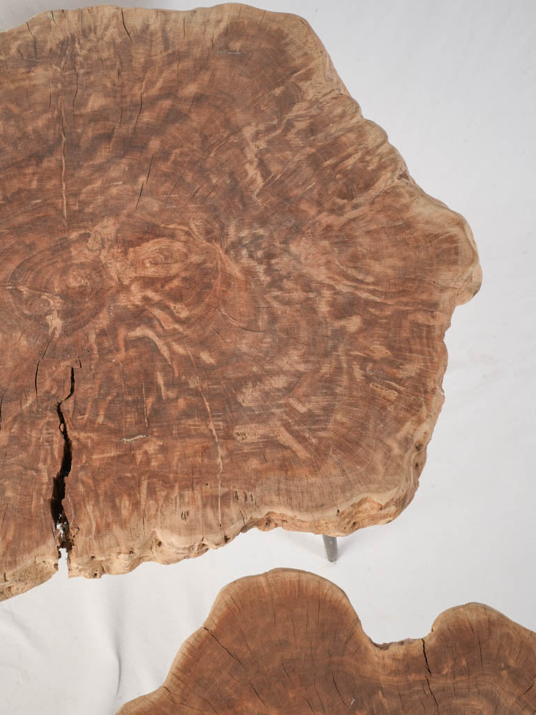 1960s French Organic Modern Nesting Tables w/ Natural Wood Tops - 24¾"