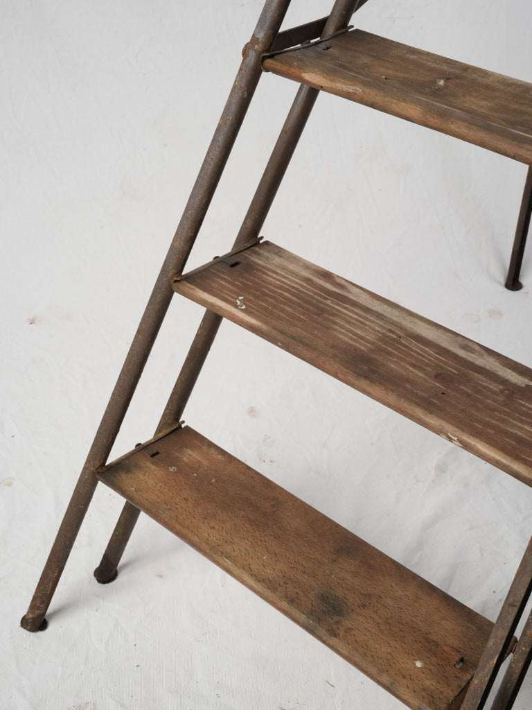 Oxidized iron splayed ladder