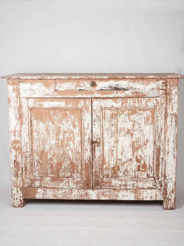 Rustic French country buffet w/ distressed white patina