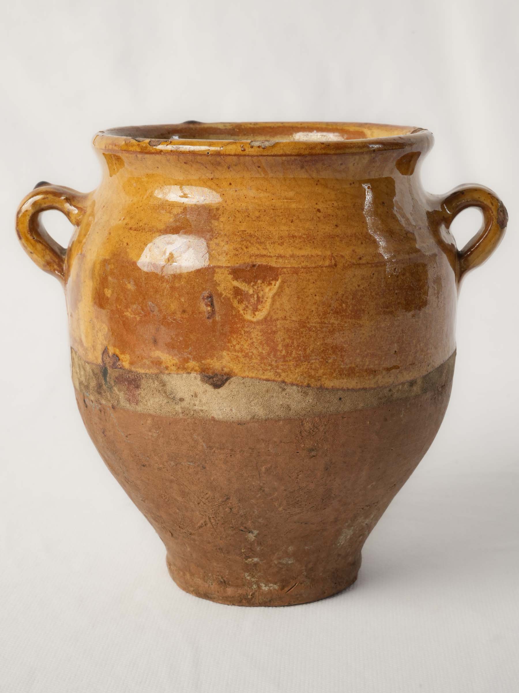 Vintage honey-ochre glazed pot  
