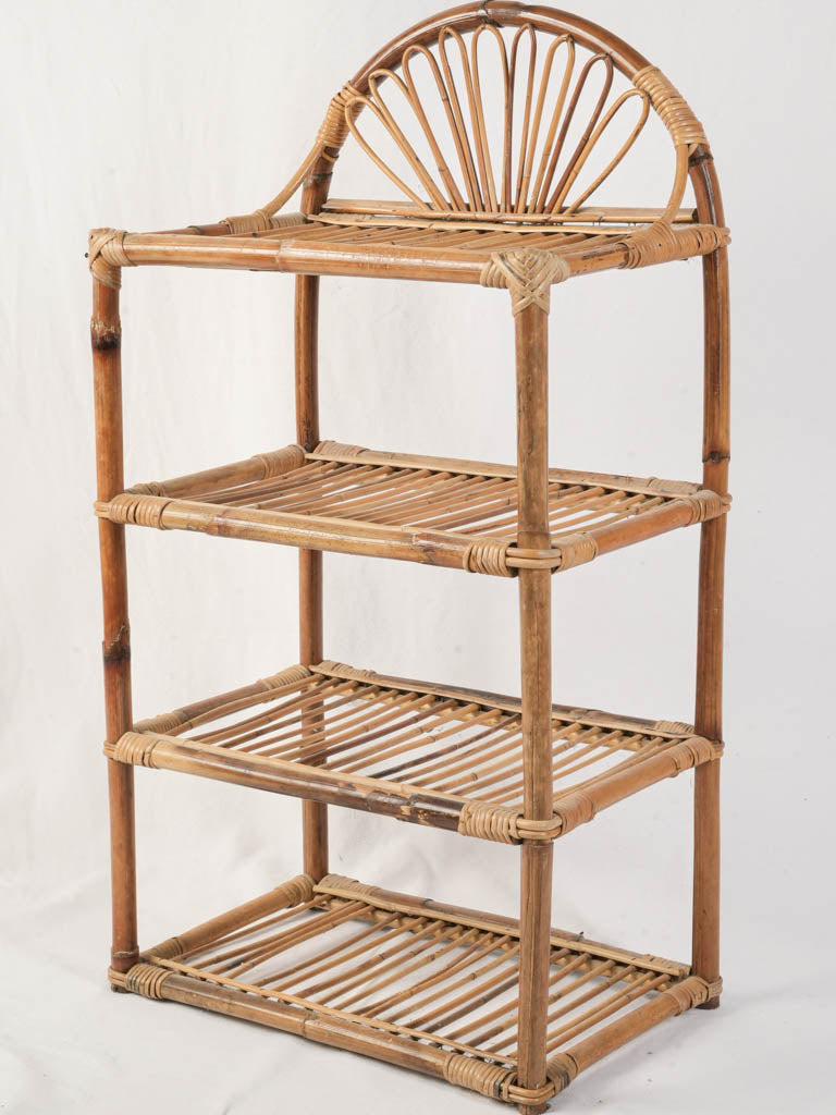 Petite French Mid-Century Bamboo Shelf  - 37"