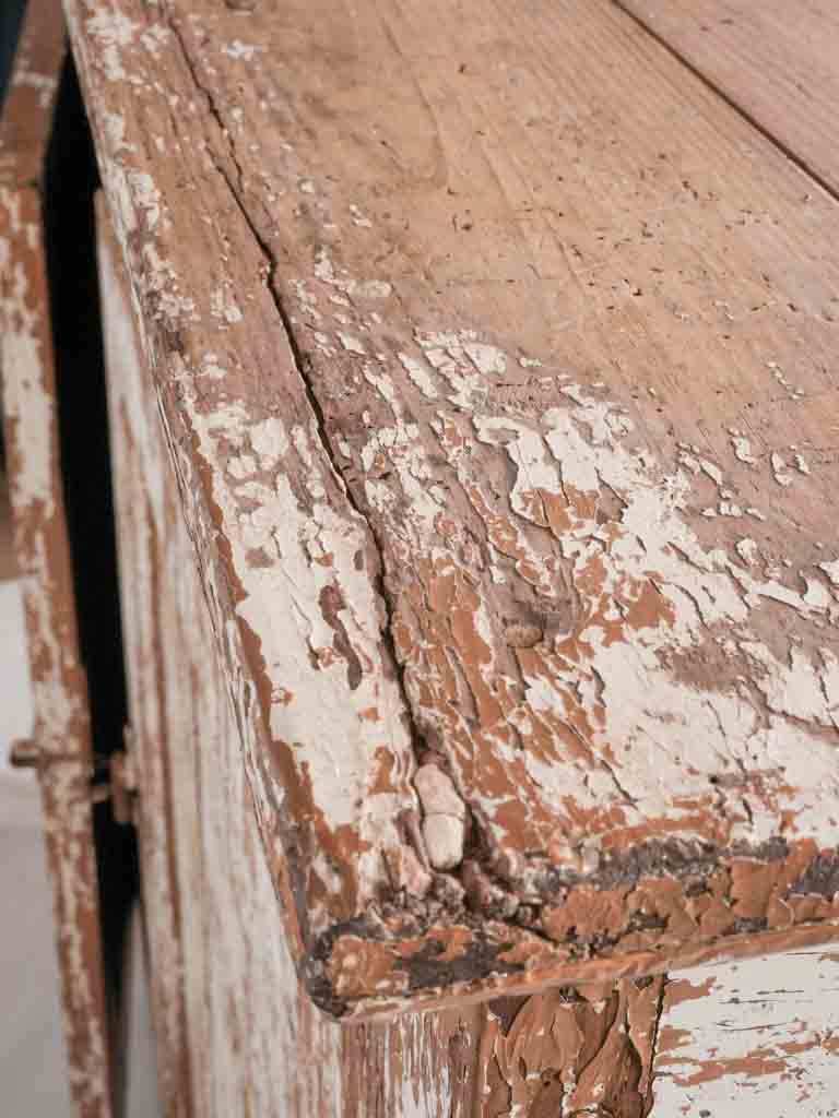 Rustic French country buffet w/ distressed white patina