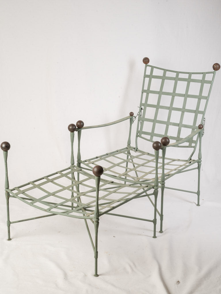 Sculptural Pair of 1950s Iron Reclining Loungers w/ Ottomans by Papperzini for Salterini
