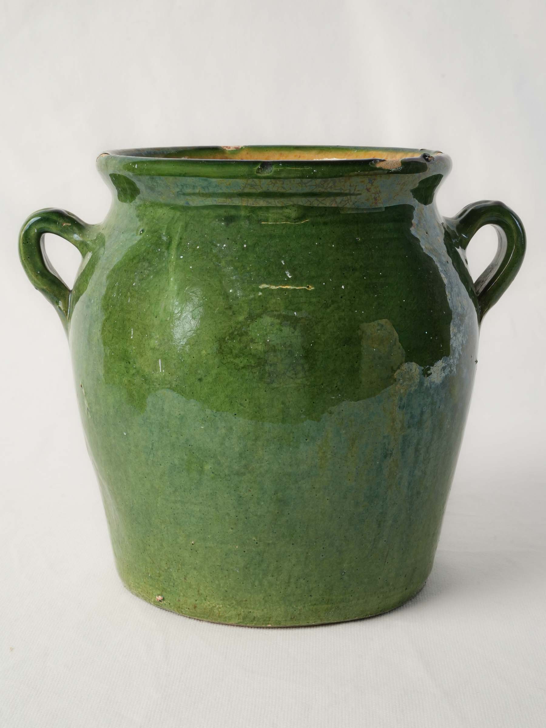 Copper-green ceramic cachepot