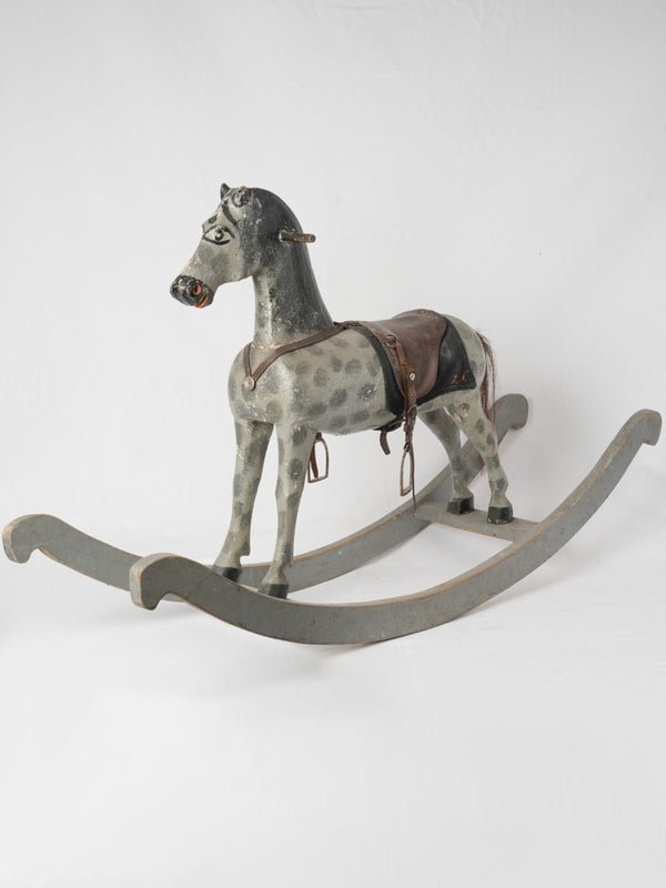 1950s French wooden rocking horse