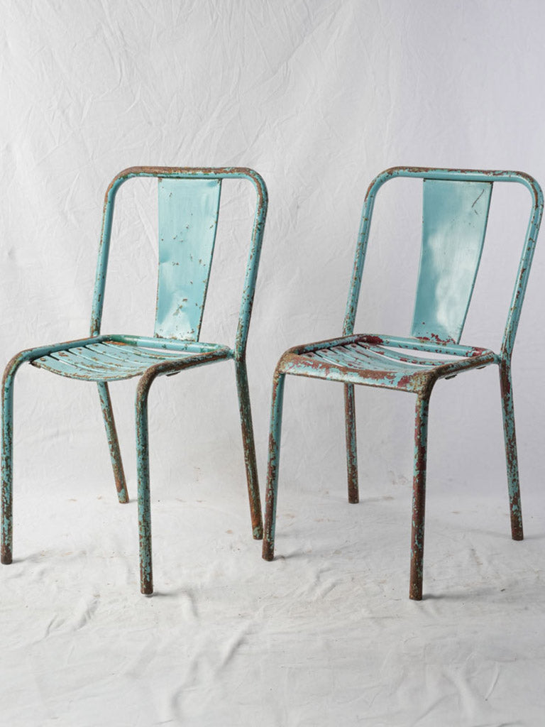 Vintage galvanized steel patio seating