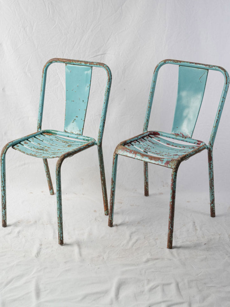 Industrial enameled metal outdoor chairs