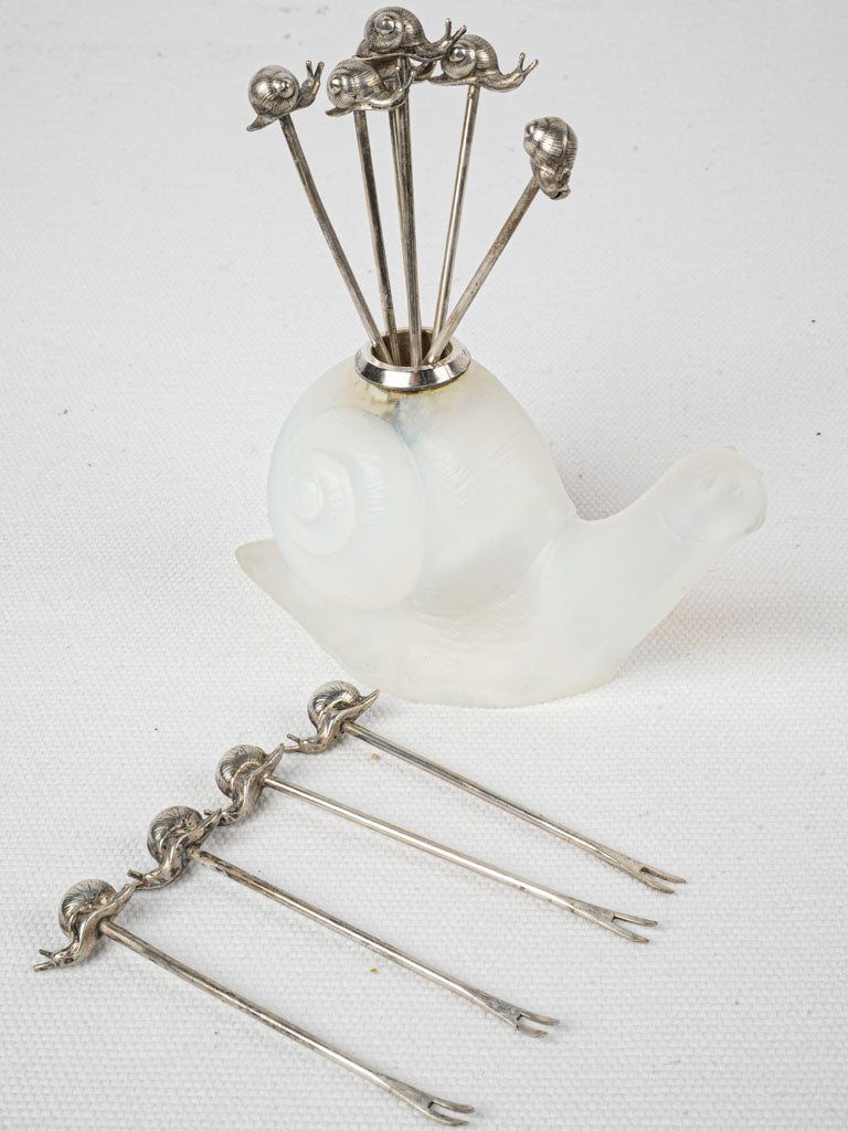 Opalescent Art Deco escargot picks