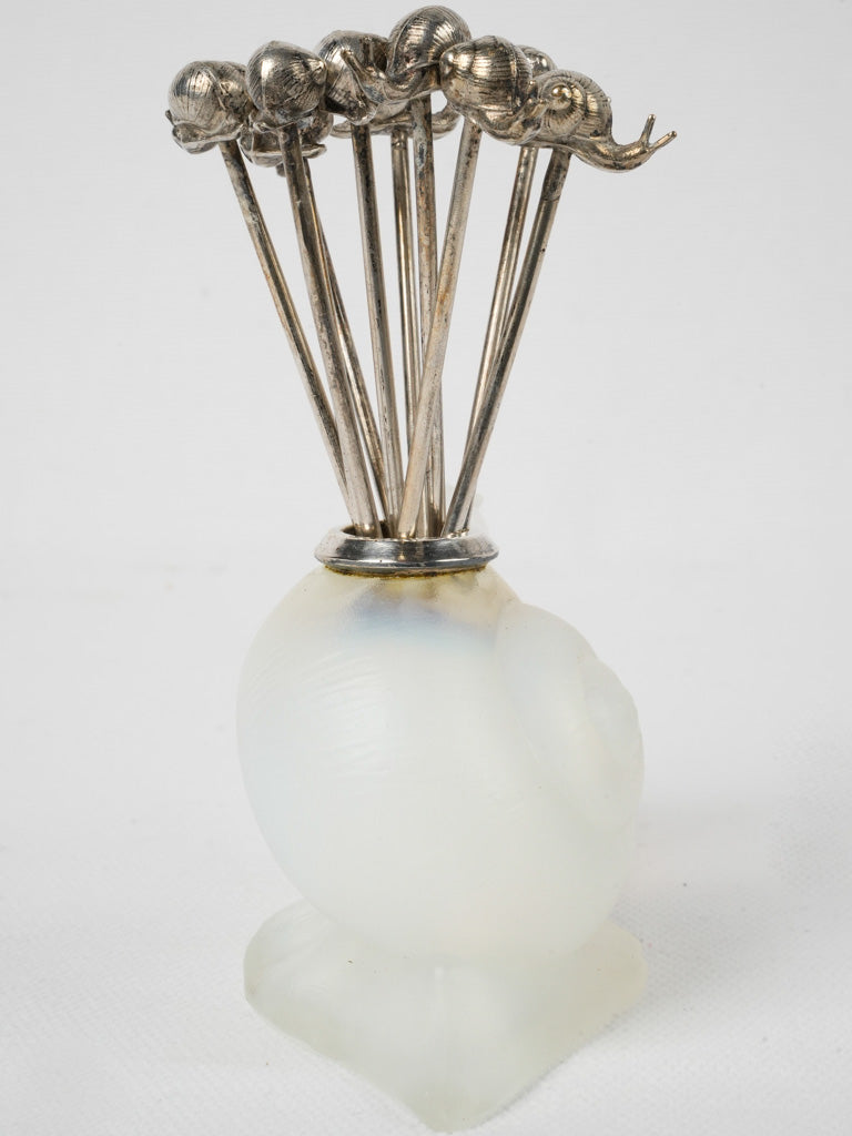 Antique Art Deco glass snail forks