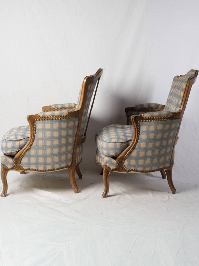 Elegant blue checked bergères