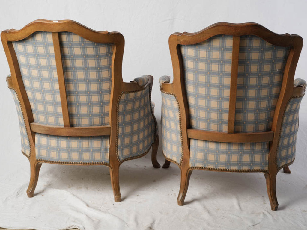 Lightly faded textile chairs