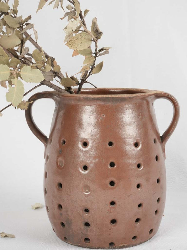 Antique French chocolate-glazed chestnut pot