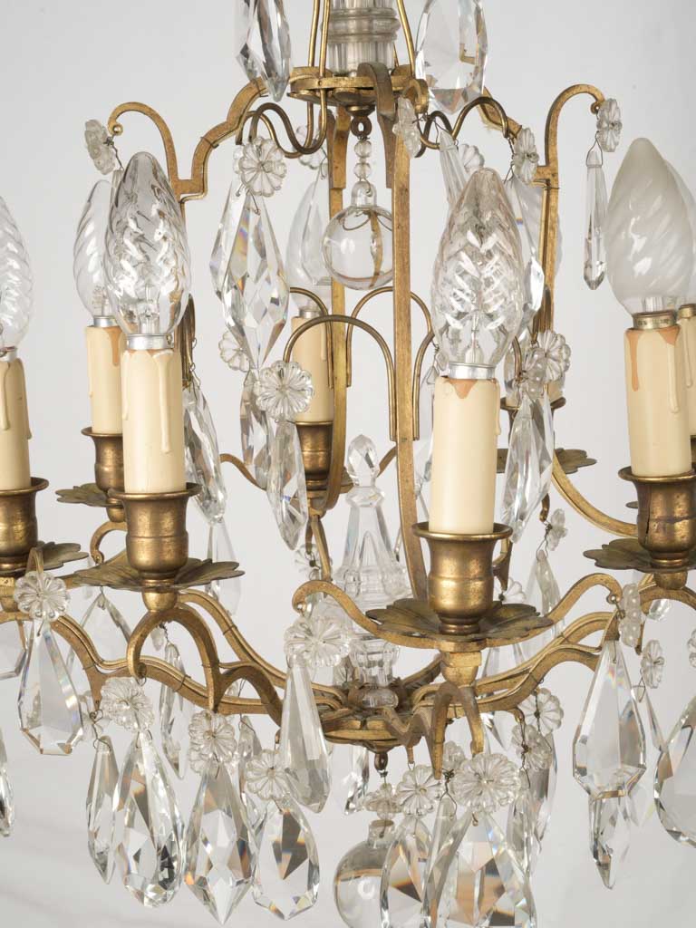 Vintage brass eight-light chandelier