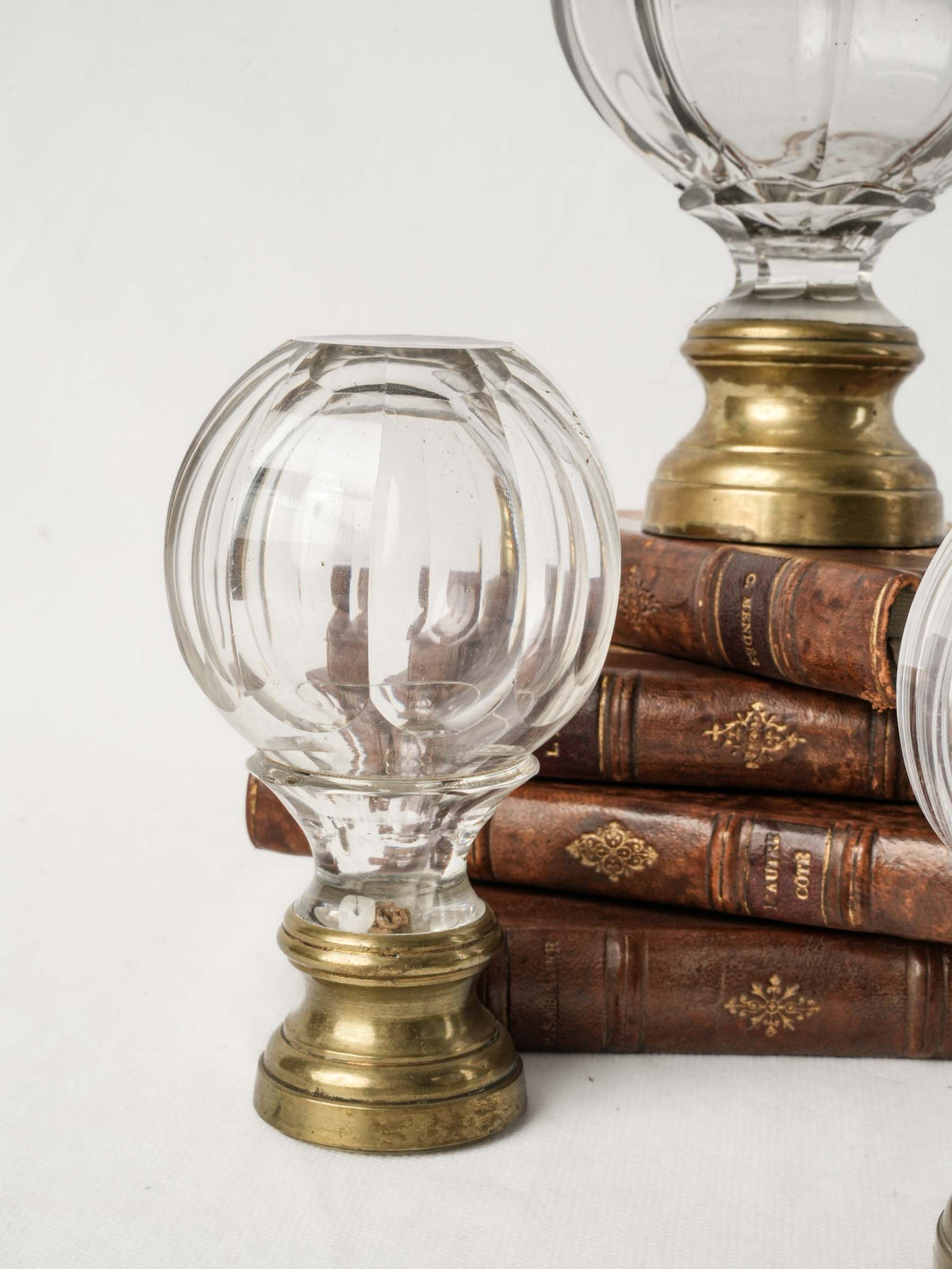 Graduated Set of Three Antique Glass Staircase Finials - 6¾"