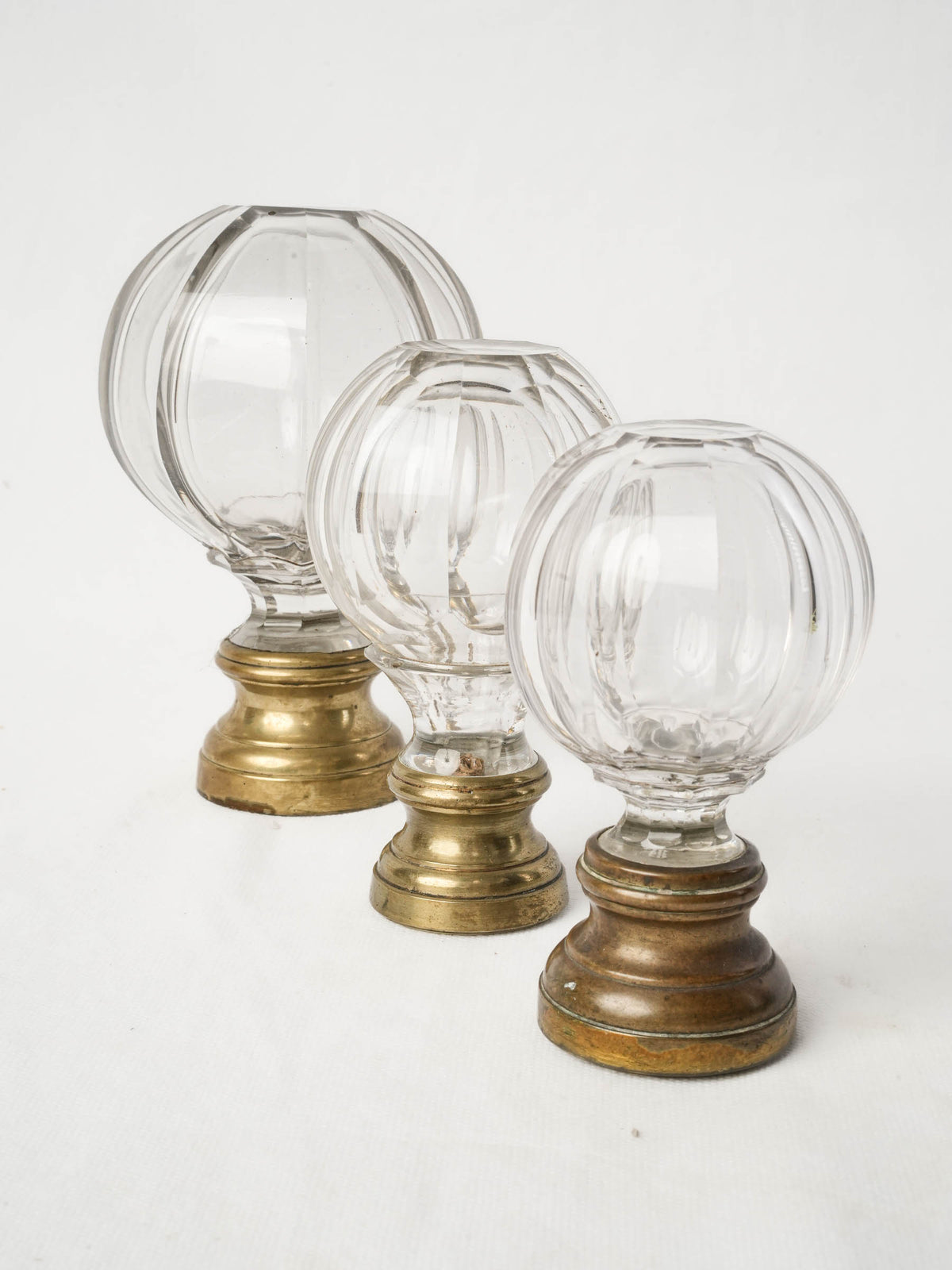 Graduated Set of Three Antique Glass Staircase Finials - 6¾"