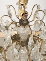 Intricate glass finial bronze chandelier
