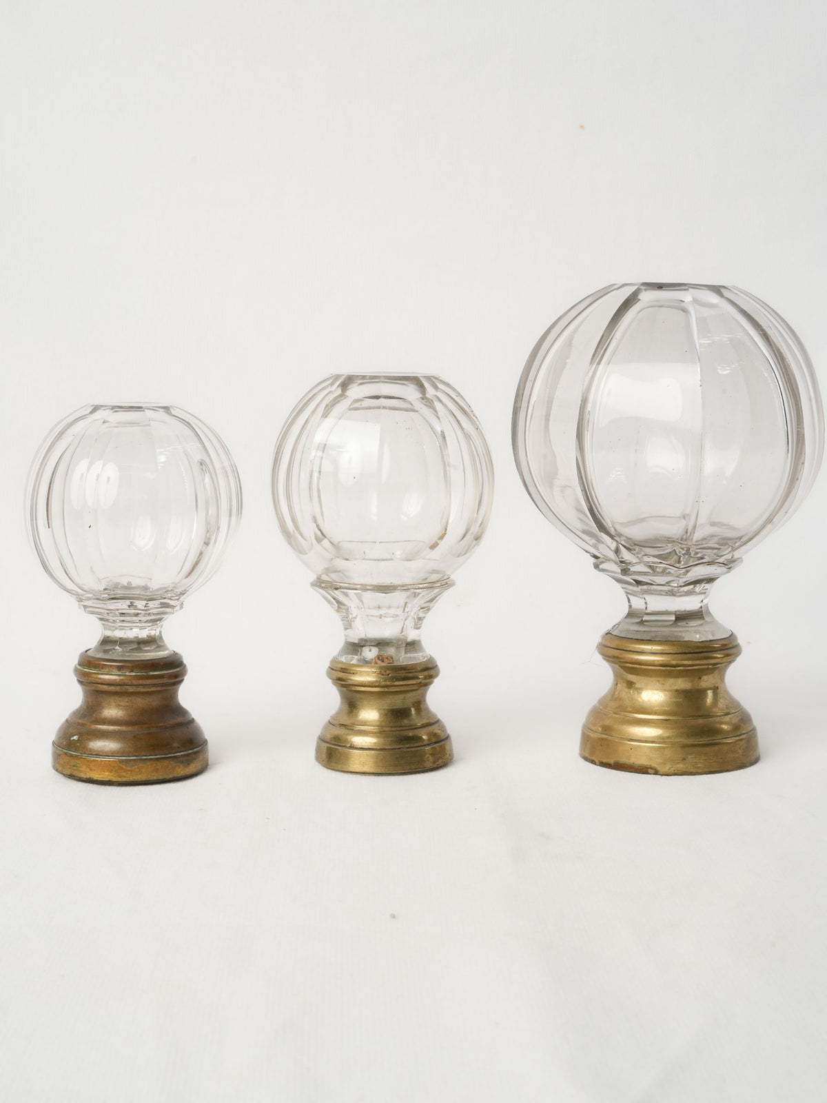 Graduated Set of Three Antique Glass Staircase Finials - 6¾"