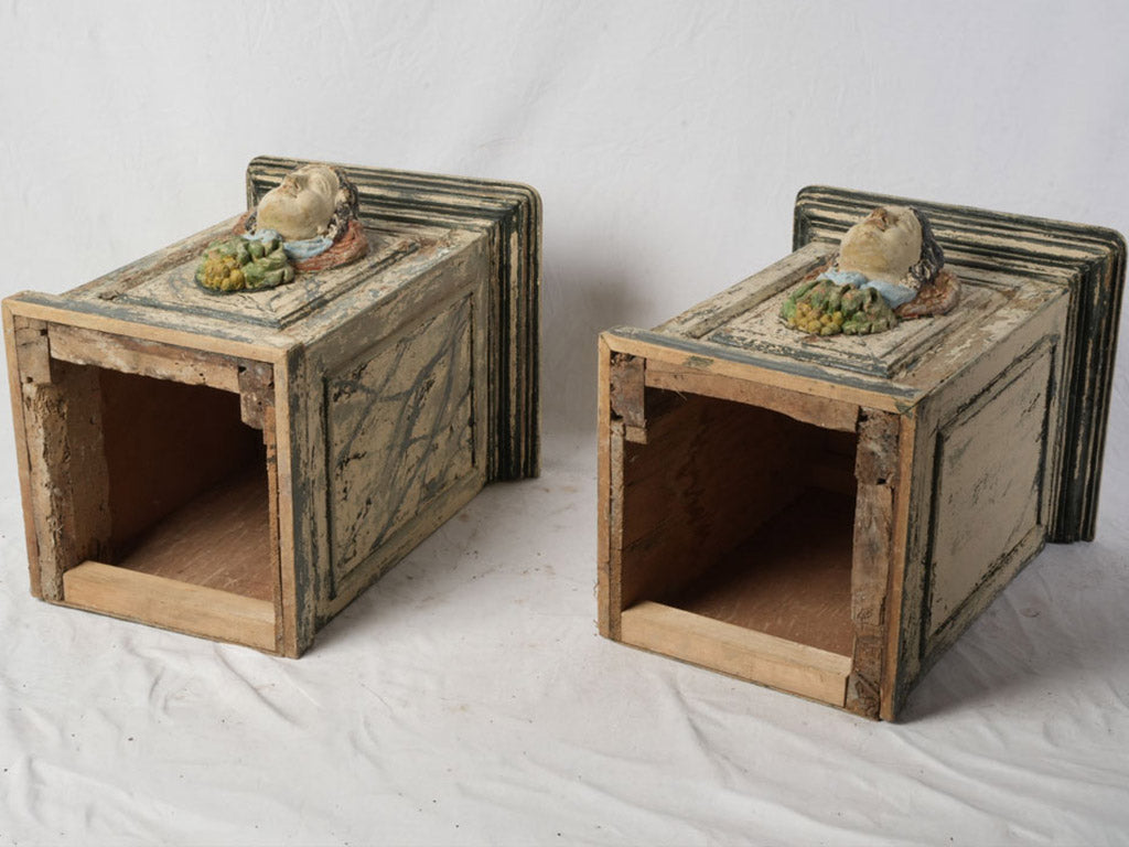 Aged and distinct bedside tables  