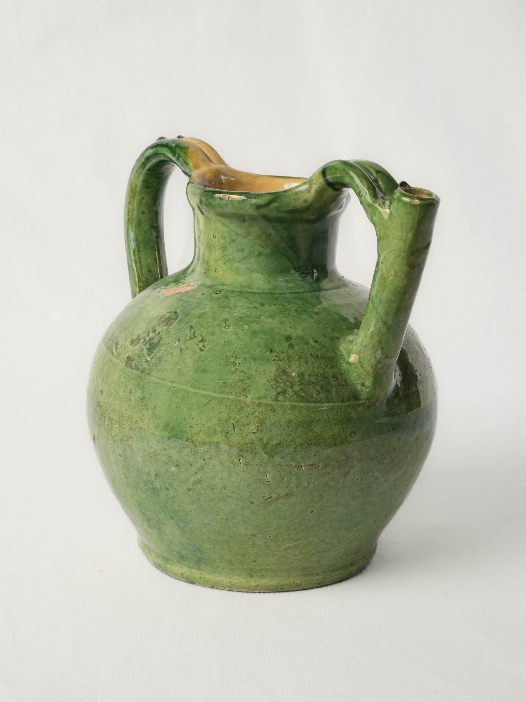 Vibrant green-glazed French orjol