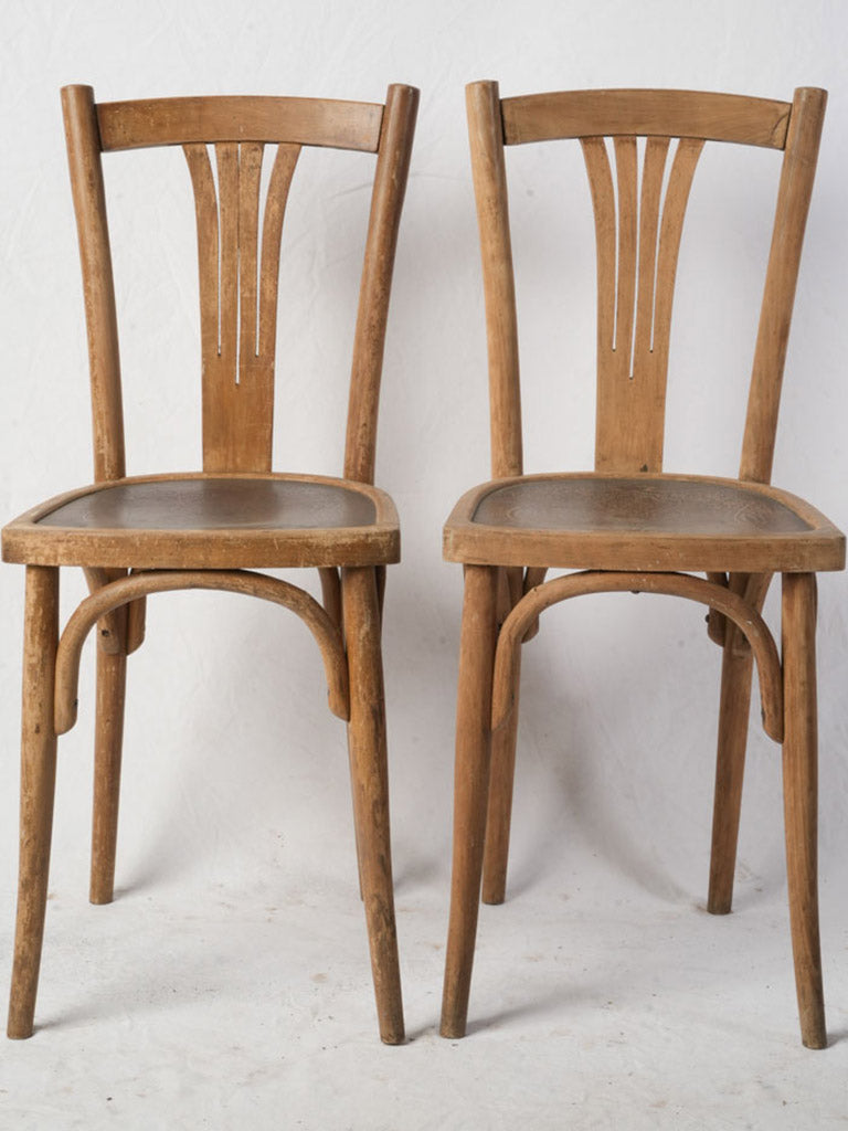 Honey-toned steam-bent wooden chairs  