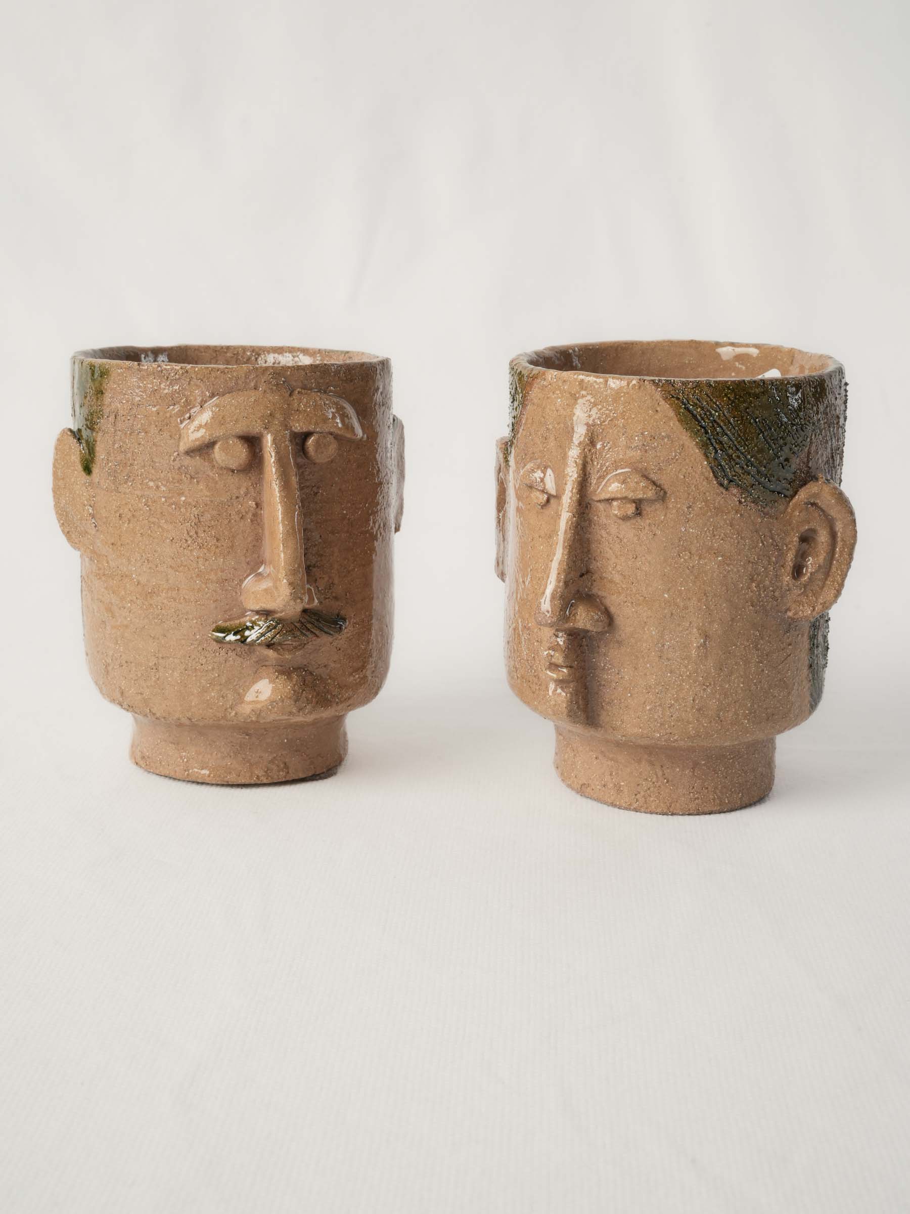 Vintage stoneware decorative cups  