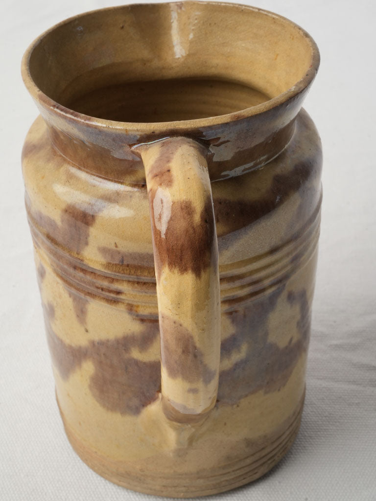 Mid Century Dieulefit Pottery Pitcher w/  Manganese Splash Decoration - 7½"