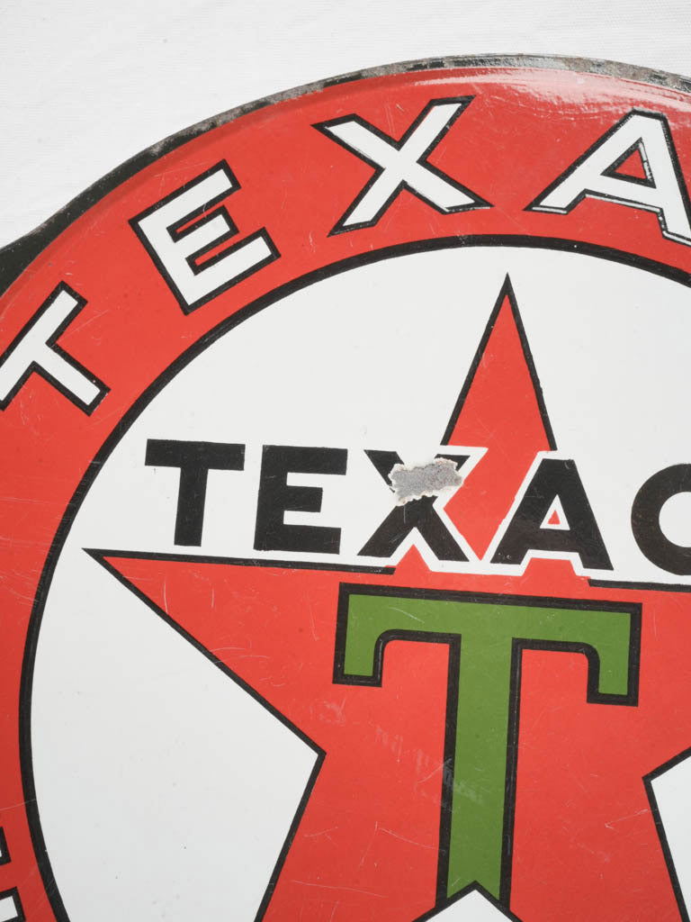1950s Texaco Enamel Gas Station Sign in French - 22¾"