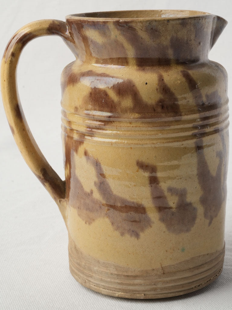 Mid Century Dieulefit Pottery Pitcher w/  Manganese Splash Decoration - 7½"
