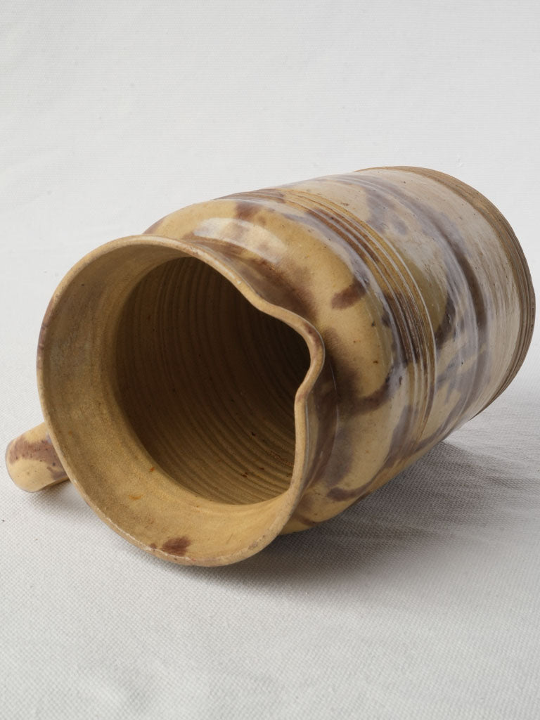 Mid Century Dieulefit Pottery Pitcher w/  Manganese Splash Decoration - 7½"