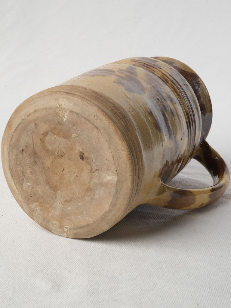 Mid Century Dieulefit Pottery Pitcher w/  Manganese Splash Decoration - 7½"