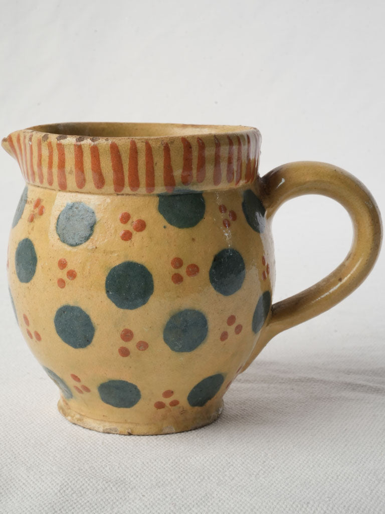 Early 20th Century Savoy Petite Earthenware Milk Pitcher W/ Dots - 4¼"