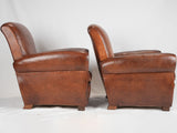 Authentic French Havana lounge leather chairs