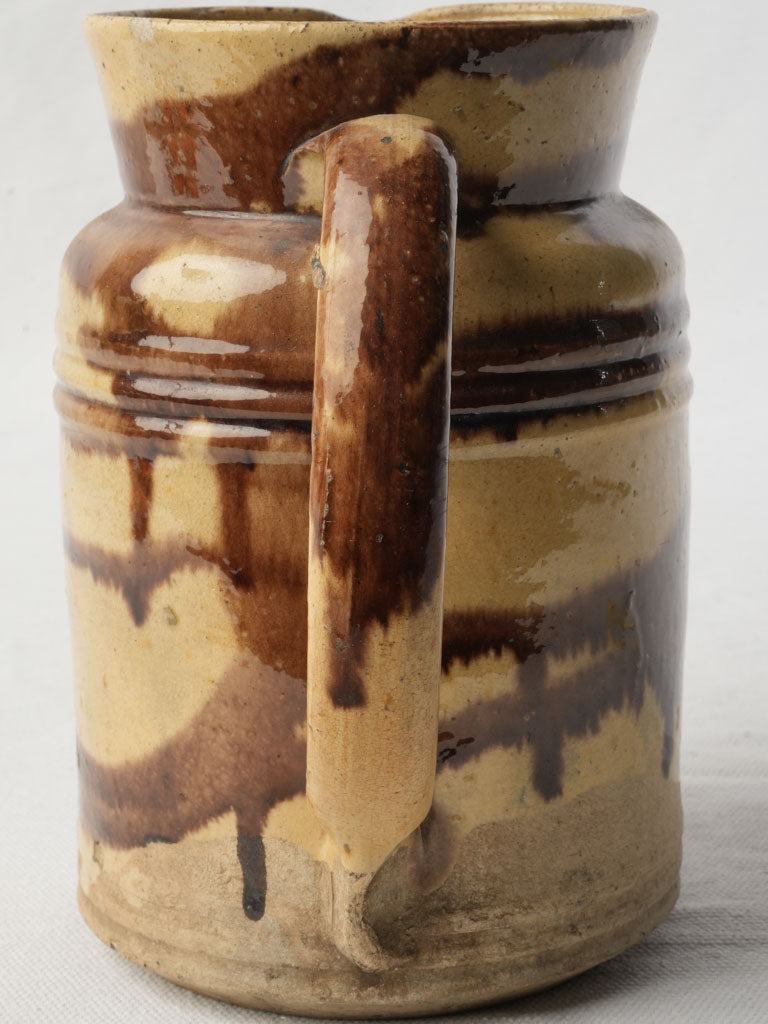 Cylindrical brown-banded earthenware jug