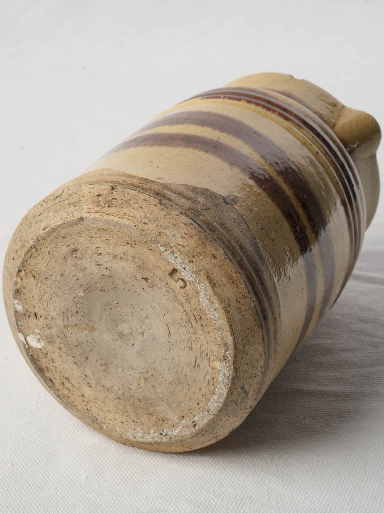 Patina-rich rustic French pottery pitcher